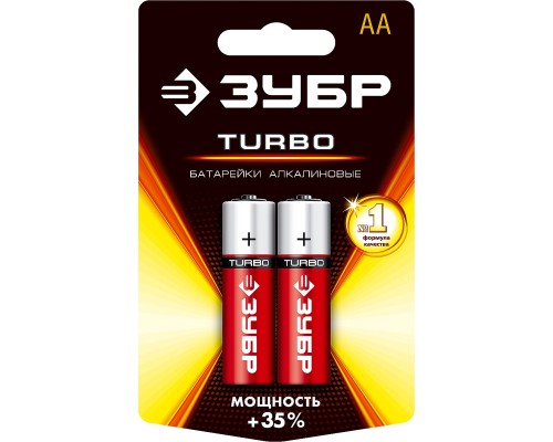 ЗУБР Turbo, АА х 2, 1.5 В, алкалиновая батарейка (59213-2C) ЗУБР Turbo, АА х 2, 1.5 В, алкалиновая батарейка (59213-2C)