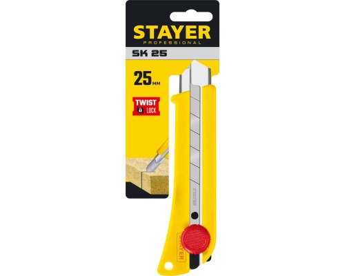 STAYER SK-25, 25 мм, нож с винтовым фиксатором, Professional (09173)