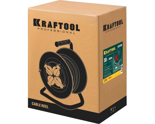KRAFTOOL P-315, ПВС, 3 x 1.5 мм2, 30 м, 3500 Вт, IP44, силовой удлинитель на катушке (55084-30) KRAFTOOL P-315, ПВС, 3 x 1.5 мм2, 30 м, 3500 Вт, IP44, силовой удлинитель на катушке (55084-30)