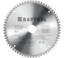 KRAFTOOL Multi Material, 210 х 30 мм, 64Т, пильный диск по алюминию (36953-210-30)