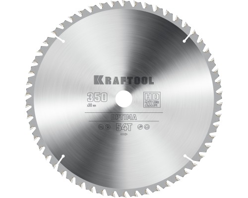 KRAFTOOL Optima, 350 х 30 мм, 54Т, пильный диск по дереву (36951-350-30)