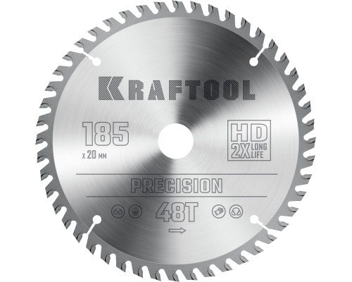 KRAFTOOL Precision, 185 x 20 мм, 48Т, пильный диск по дереву (36952-185-20)