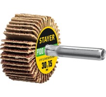 STAYER d 30 x 15 мм, P100, на шпильке d 6 мм, круг шлифовальный лепестковый (36606-100)