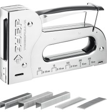 ЗУБР Универсал-14, 6-в-1: 53 (A/10/JT21) 23GA (6-14 мм)/140 (G/11/57) 20GA (8-14 мм)/53F/13/300/500, универсал стальной степлер, Профессионал (31527)