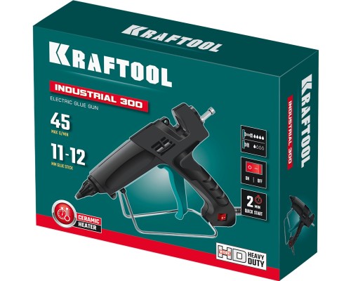 KRAFTOOL Industrial 300, d 11 - 12 мм, 45 г/мин, электрический термоклеевой пистолет (06842)