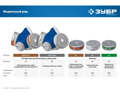 ЗУБР марка В1, два фильтра в упаковке, фильтры для РПГ-67, Профессионал (11143)
