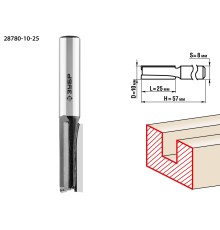 ЗУБР 10 x 25 мм, хвостовик 8 мм, фреза пазовая прямая, Профессионал (28780-10-25)