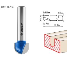 ЗУБР 12.7 x 10 мм, радиус 6.35 мм, фреза пазовая галтельная, Профессионал (28751-12.7-10)