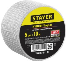 STAYER FIBER-Tape, 5 см х 10 м, 3 х 3 мм, самоклеящаяся серпянка, Professional (1246-05-10)