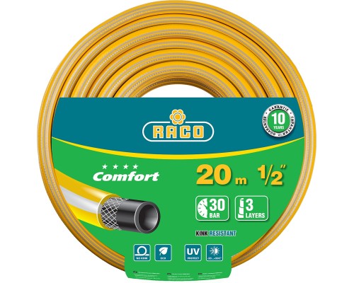 RACO COMFORT, 1/2″, 20 м, 30 атм, трёхслойный, армированный, поливочный шланг (40303-1/2-20)