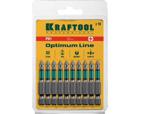 KRAFTOOL Optimum, PH1, 50 мм, 10 шт, биты (26122-1-50-10)