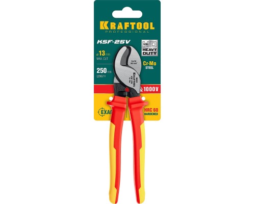 KRAFTOOL KSF-25V, d 13 мм, 250 мм, VDE, 1000 В, усиленный, диэлектрический кабелерез (23334-25V)