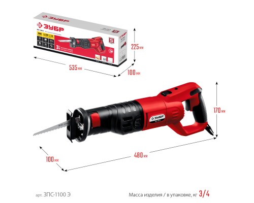 ЗУБР 1100 Вт, сабельная пила (ЗПС-1100 Э)