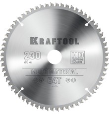 KRAFTOOL Multi Material, 230 х 30 мм, 64Т, пильный диск по алюминию (36953-230-30)