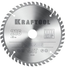 KRAFTOOL Precision, 216 х 30 мм, 48Т, пильный диск по дереву (36952-216-30)