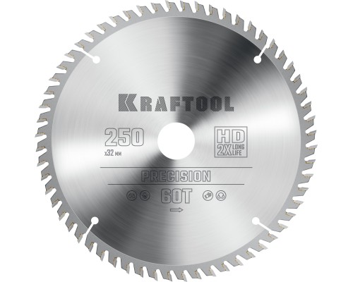 KRAFTOOL Precision, 250 х 32 мм, 60Т, пильный диск по дереву (36952-250-32)