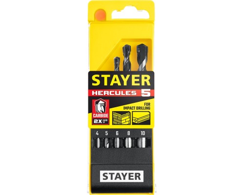 STAYER Hercules, 5 шт: d 4-5-6-8-10 мм, набор сверл по бетону, Professional (2915-H5)