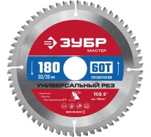 ЗУБР Универсальный рез, 180 x 30/20 мм, 60Т, пильный диск по алюминию (36916-180-30-60)