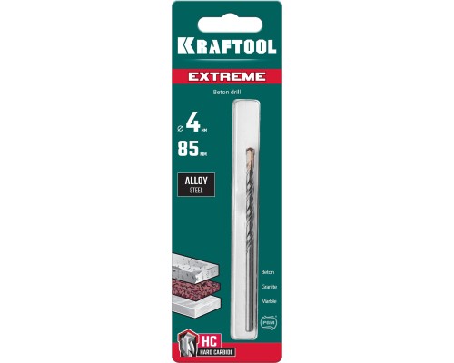 KRAFTOOL Extreme, 4 х 85 мм, цилиндр. хвостовик, сверло по бетону (29166-085-04)