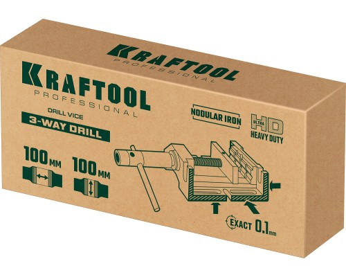 KRAFTOOL 100 мм, трехсторонние, станочные сверлильные тиски (32716-100)