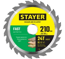 STAYER Fast, 210 x 32/30 мм, 24Т, быстрый рез, пильный диск по дереву (3680-210-32-24)