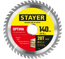 STAYER Optima, 140 x 20/16 мм, 24Т, оптимальный рез, пильный диск по дереву (3681-140-20-20)