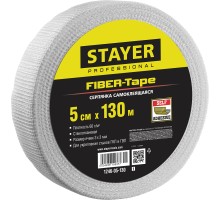 STAYER FIBER-Tape, 5 см х 130 м, 3 х 3 мм, самоклеящаяся серпянка, Professional (1246-05-130)