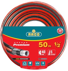 RACO PREMIUM, 1/2″, 50 м, 40 атм, пятислойный, усиленный двумя слоями армирования, поливочный шланг (40300-1/2-50)