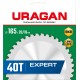 URAGAN Expert, 165 х 20/16 мм, 40Т, пильный диск по дереву (36802-165-20-40)