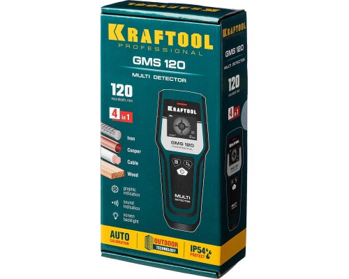 KRAFTOOL GMS 120, ЖК дисплей, универсальный детектор (45298)