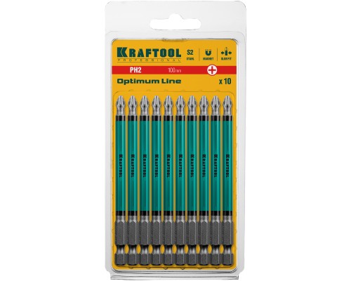 KRAFTOOL Optimum, PH2, 100 мм, 10 шт, биты (26122-2-100-10)