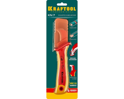 KRAFTOOL KN-7, 1000 В, изогнутый, диэлектрический нож электрика (45400)