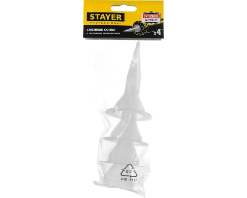 STAYER 4шт, запасные сопла для закрытых пистолетов для герметика, Professional (0673-S4)