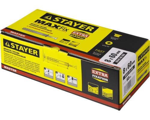 STAYER 8 х 60 мм, потайной бортик, 60 шт, дюбель-гвоздь (30645-08-060) STAYER 8 х 60 мм, потайной бортик, 60 шт, дюбель-гвоздь (30645-08-060)