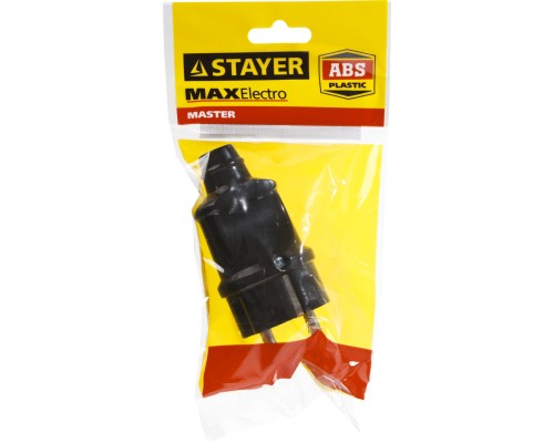 STAYER MAXElectro, черная, 16 А/220 В, 1300 Вт, прямая вилка (55160-B) STAYER MAXElectro, черная, 16 А/220 В, 1300 Вт, прямая вилка (55160-B)