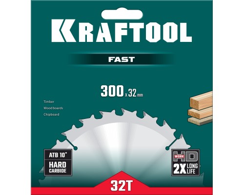 KRAFTOOL Fast, 300 х 32 мм, 32Т, пильный диск по дереву (36950-300-32)