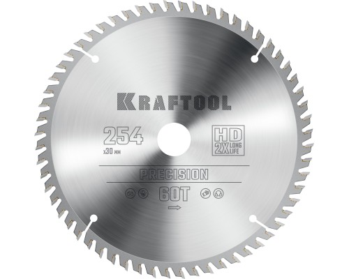 KRAFTOOL Precision, 254 х 30 мм, 60Т, пильный диск по дереву (36952-254-30)