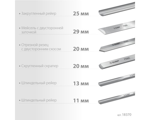 ЗУБР Эксперт-6, 6 предм., набор ручных резцов по дереву, Профессионал (18370)