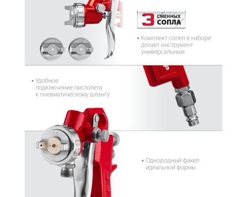 ЗУБР MS 200N-3, 1.2, 1.5, 1.8 мм, пневматический краскопульт с нижним бачком (06457)