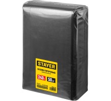 STAYER HEAVY DUTY, 240 л, 50 шт, черные, особопрочные, строительные мусорные мешки (39154-240)