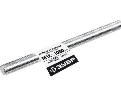 ЗУБР DIN 975, кл. пр. 6.8, М12 x 1000 мм, резьбовая шпилька, 1 шт, Профессионал (30336-12-1) ЗУБР DIN 975, кл. пр. 6.8, М12 x 1000 мм, резьбовая шпилька, 1 шт, Профессионал (30336-12-1)