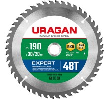 URAGAN Expert, 190 х 30/20 мм, 48Т, пильный диск по дереву (36802-190-30-48)