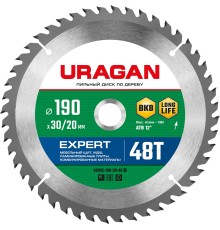 URAGAN Expert, 190 х 30/20 мм, 48Т, пильный диск по дереву (36802-190-30-48)