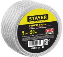 STAYER FIBER-Tape, 5 см х 20 м, 3 х 3 мм, самоклеящаяся серпянка, Professional (1246-05-20)