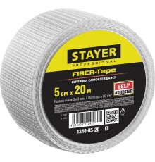 STAYER FIBER-Tape, 5 см х 20 м, 3 х 3 мм, самоклеящаяся серпянка, Professional (1246-05-20)