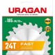 URAGAN Fast, 185 x 30/20 мм, 24Т, пильный диск по дереву (36800-185-30-24)