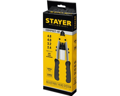 STAYER Compact-48, 2.4 - 4.8 мм, 240 мм, компактный двуручный заклепочник, Professional (3116)