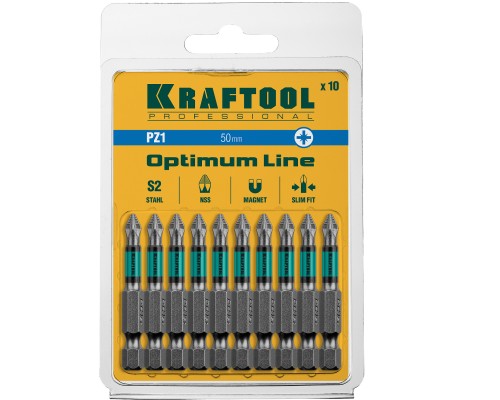 KRAFTOOL Optimum PZ1, 50 мм, 10 шт, биты (26124-1-50-10)