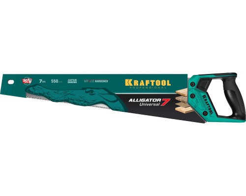 KRAFTOOL Alligator Universal 7, 550 мм, 7 TPI, 3D зуб, универсальная ножовка (15004-55)