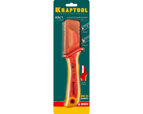 KRAFTOOL KN-1, 1000 В, прямой, диэлектрический нож электрика (45401)